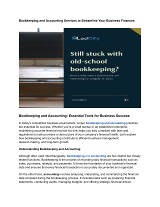 Bookkeeping and Accounting Services to Streamline Your Business Finances