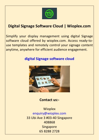 Digital Signage Software Cloud Wioplex.com