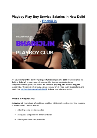 Playboy Play Boy Service Salaries in New Delhi - Bhabiji