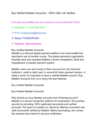 Buy Verified Neteller Accounts - 100% USA, UK Verified