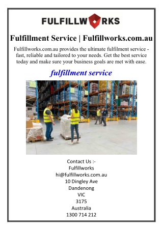 Fulfillment Service | Fulfillworks.com.au