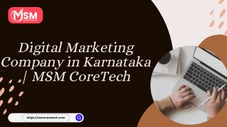 Digital Marketing Company in Karnataka  MSM CoreTech