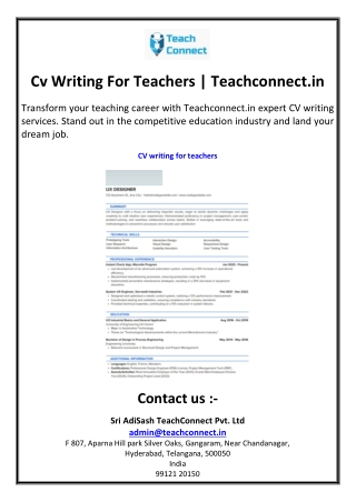 Cv Writing For Teachers  Teachconnect.in