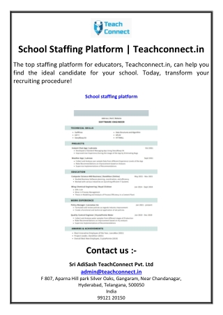 School Staffing Platform   Teachconnect.in