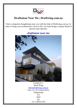 Draftsman Near Me Draftwing.com.au