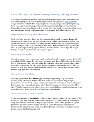 Basket168- Login Slot Terpercaya dengan Peluang Menang Terbesar