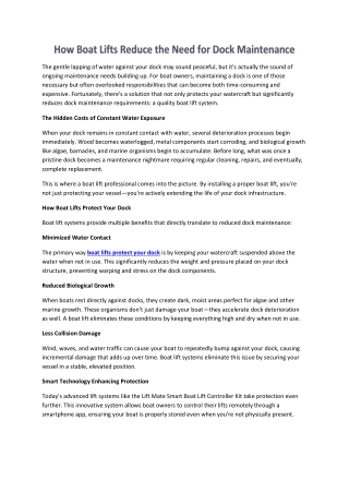 How Boat Lifts Dramatically Cut Dock Maintenance Needs