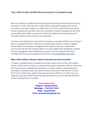 Top 3 Sites to Buy Verified Wise Accounts In Complete Guide