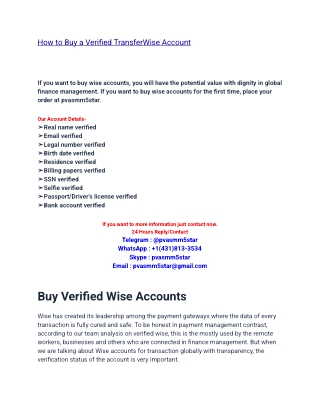 How to Buy a Verified TransferWise Account