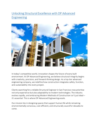 Unlocking Structural Excellence with DP Advanced Engineering