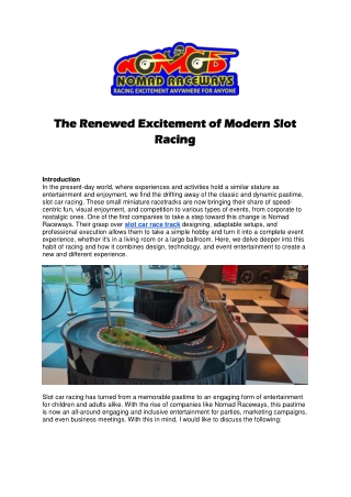 The Renewed Excitement of Modern Slot Racing