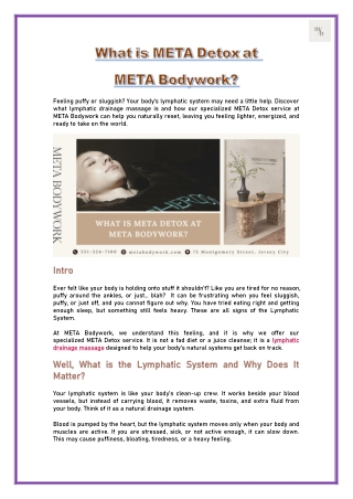 What is META Detox at META Bodywork?