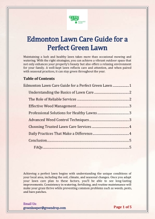 Edmonton Lawn Care Guide for a Perfect Green Lawn