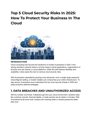 Top 5 Cloud Security Risks In 2025: How To Protect Your Business In The Cloud