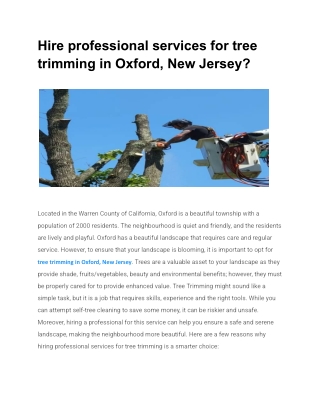Hire professional services for tree trimming in Oxford, New Jersey
