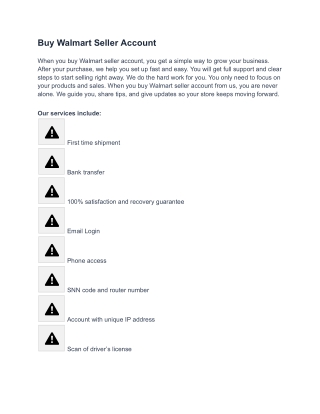 Buy Walmart Seller Account