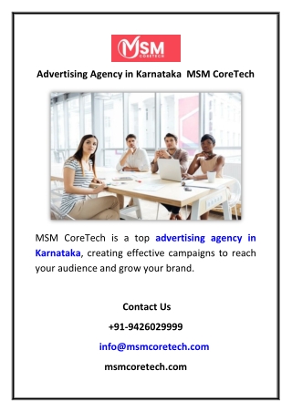 Advertising Agency in Karnataka  MSM CoreTech