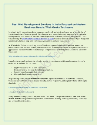 Best Web Development Services in India Focused on Modern Business Needs