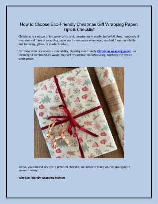 How to Choose Eco-Friendly Christmas Gift Wrapping Paper Tips & Checklist