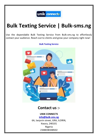 Bulk Texting Service Bulk-sms.ng