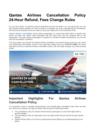 Qantas Airlines Cancellation Policy  24-Hour Refund, Fees Change Rules