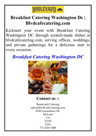 Breakfast Catering Washington Dc | Blvdcafecatering.com