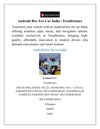 Android Box For Car India | Trendtronics