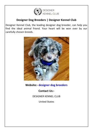 Designer Dog Breeders  Designer Kennel Club