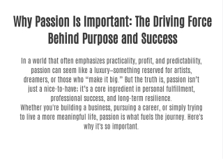 Why passion is important