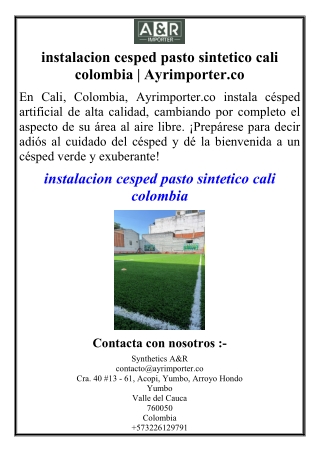 instalacion cesped pasto sintetico cali colombia | Ayrimporter.co