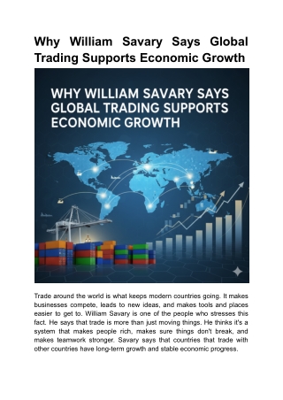 Why William Savary Says Global Trading Supports Economic Growth