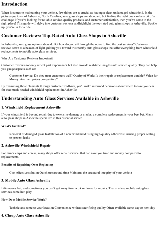 Customer Reviews: Top-Rated Auto Glass Shops in Asheville