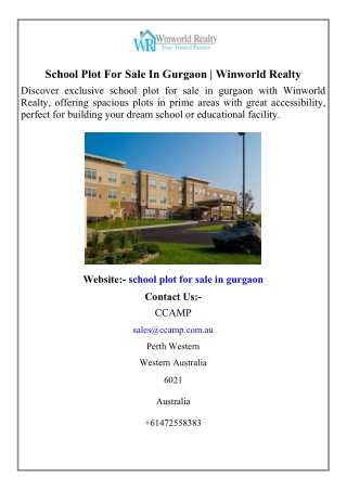 School Plot For Sale In Gurgaon  Winworld Realty