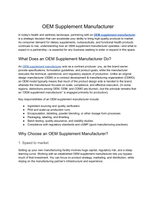 OEM Supplement Manufacturer