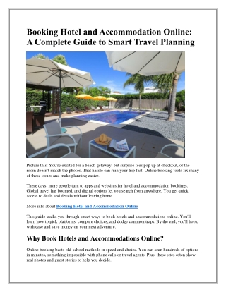 Booking Hotel and Accommodation Online-A Complete Guide to Smart Travel Planning