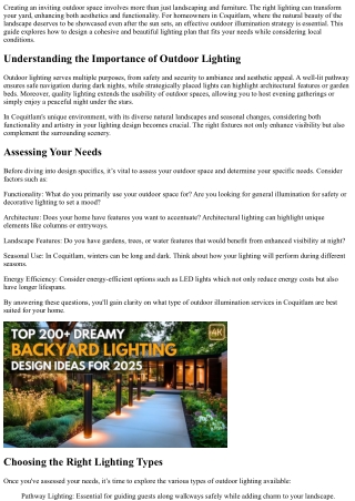 How to Plan an Effective Outdoor Illumination Strategy for Your Home in Coquitla