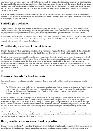 What Is a Supersedeas Bond and When Do You Need One?