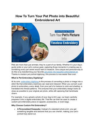 How To Turn Your Pet Photo into Beautiful Embroidered Art