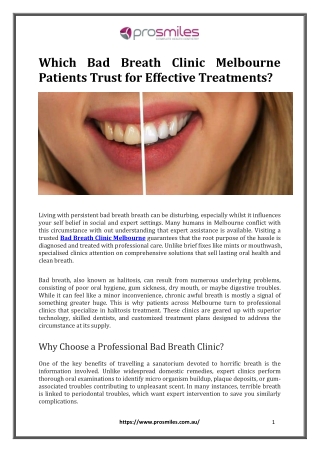 Which Bad Breath Clinic Melbourne Patients Trust for Effective Treatments?