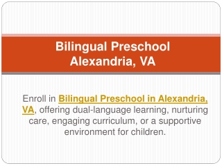 Bilingual Preschool Alexandria, VA