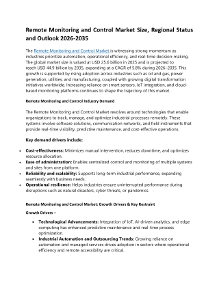Remote Monitoring and Control Market