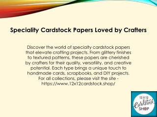 Speciality Cardstock Papers Loved by Crafters