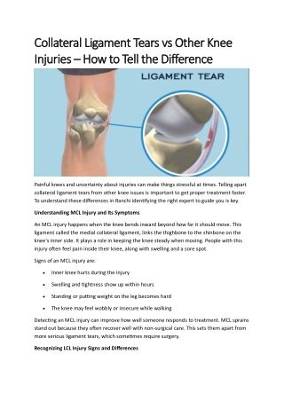 Collateral Ligament Tears vs Other Knee Injuries