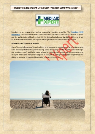 Improve Independent Living with Freedom 5000 Wheelchair