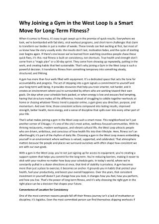 Gym in the West Loop