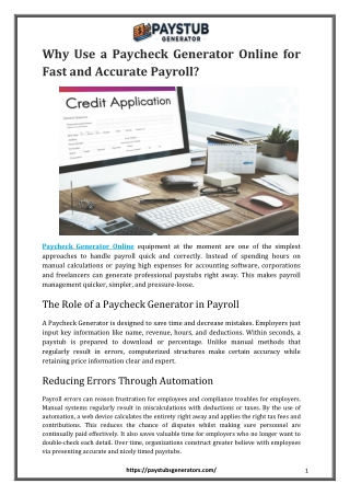 Why Use a Paycheck Generator Online for Fast and Accurate Payroll?