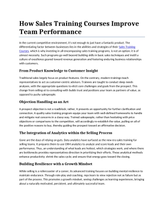 1.How Sales Training Courses Improve Team Performance
