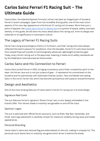 Carlos Sainz Ferrari F1 Racing Suit – The Ultimate Guide
