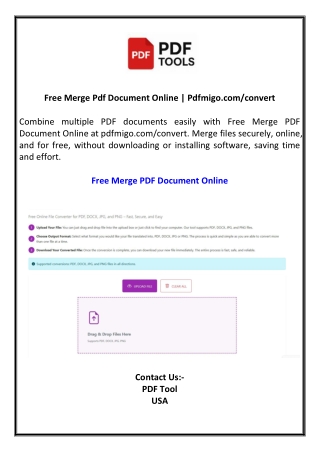 Free Merge Pdf Document Online | Pdfmigo.com/convert