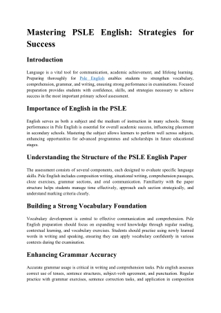 Mastering PSLE English